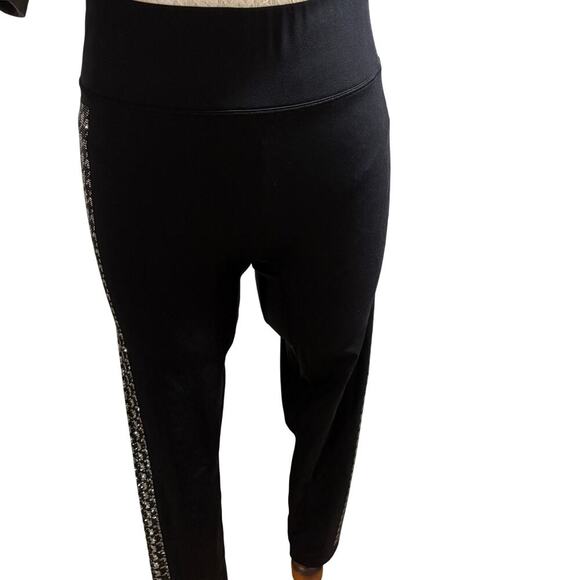 Noli Crystal Houndstooth Leggings Bling Side Design in Black Sz Large - Picture 7 of 8
